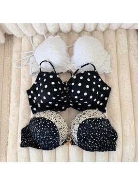 Victoria's Secret Lot of 3 Swimwear Bikini Tops Halter Tie Clasp‎ Hooks 36B
